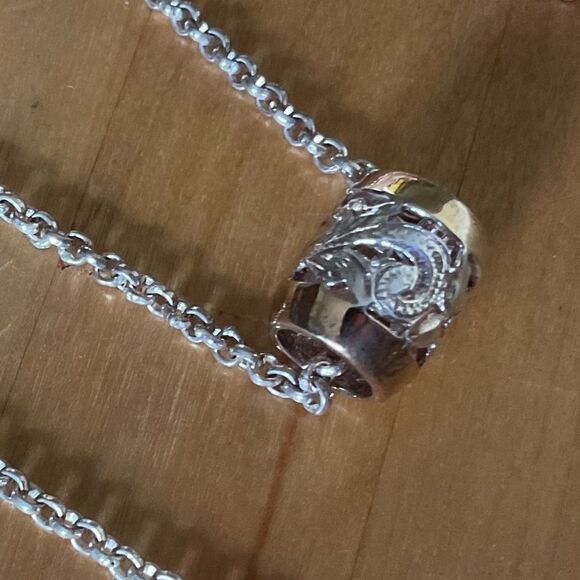 STERLING SILVER GOLD PLATED SILVER NECKLACE WITH CHAIN​ - Picture 7 of 11